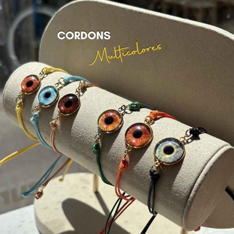 Bracelets cordons multicolores avec photos d'iris