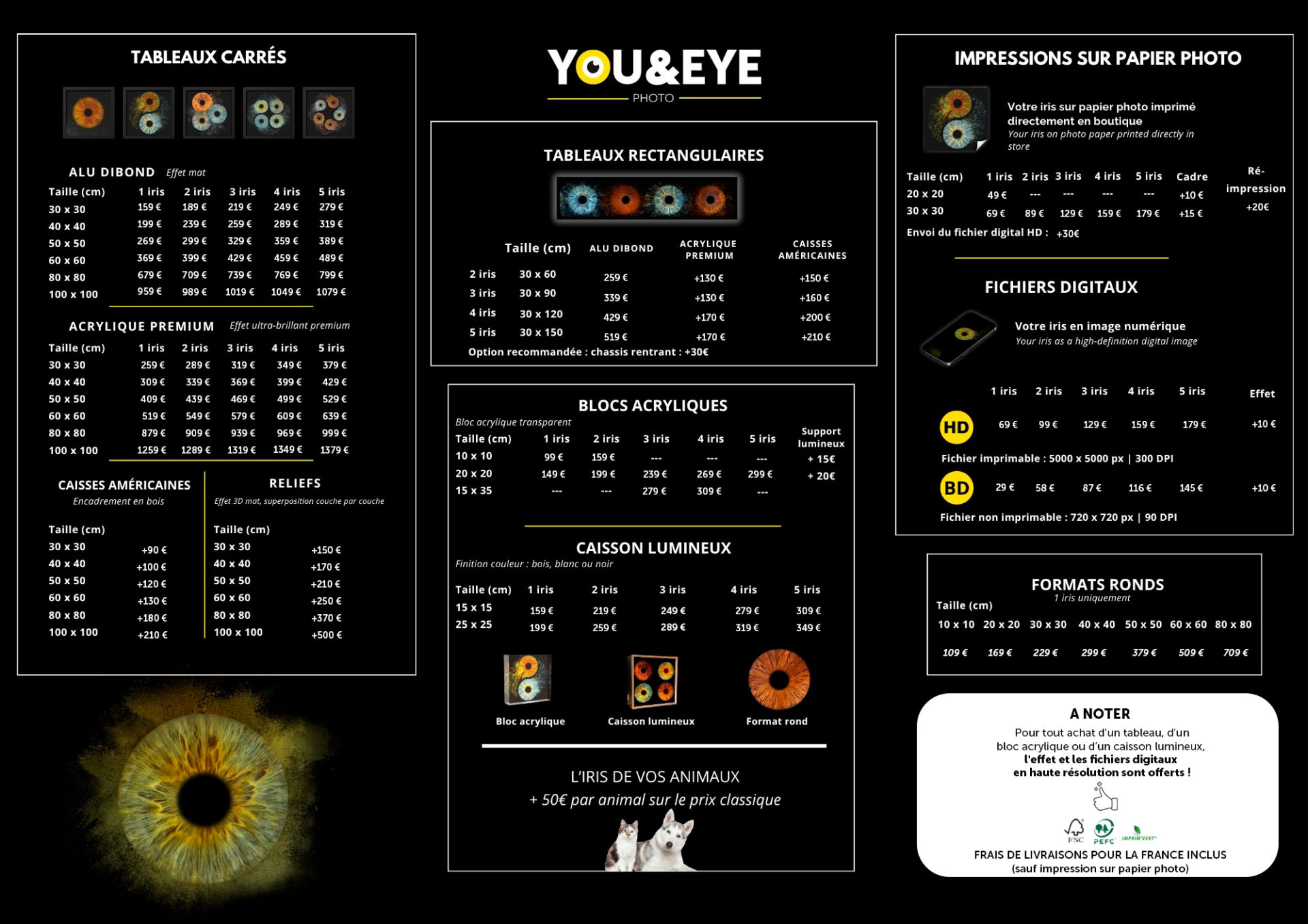 Grille tarifaire MAJ Novembre 2025 Tarifs photo iris
